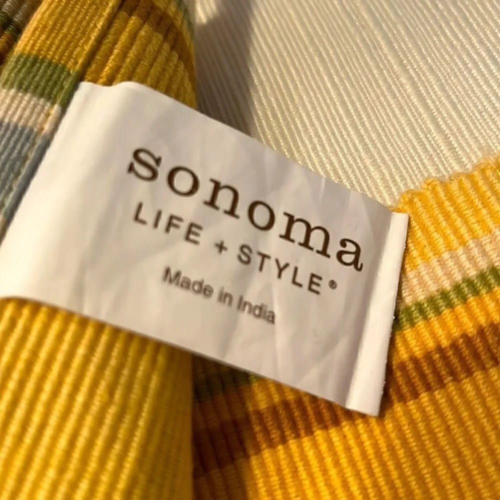 Sonoma Yellow Multi. Colored Striped Cotton Spring Summer Placemats-  Set of 4
